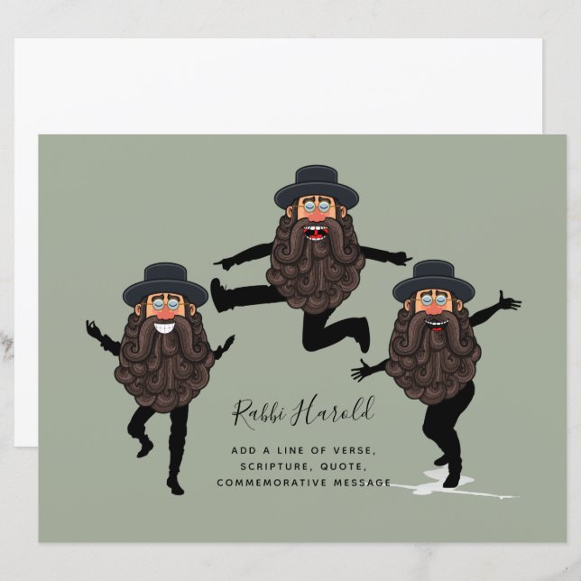 Lámina FUNNY Dancing RABBI personalizado con texto (Anverso / Reverso)