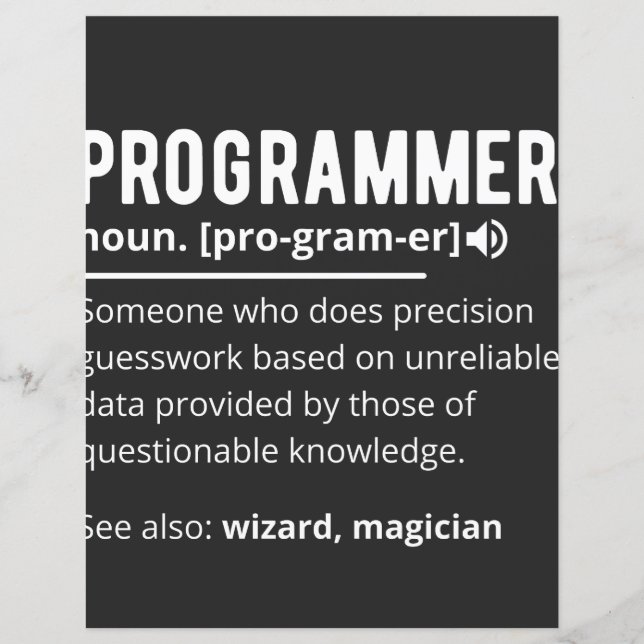 Lámina Funny Programmer Code Developer Meaning Definition (Anverso)