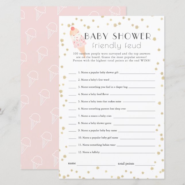 Lámina Furia familiar de Baby Shower rosa con crema de hi (Anverso / Reverso)