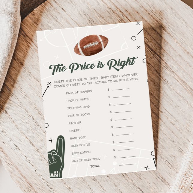 Lámina Fútbol Baby Shower El precio es el juego correcto (Football Sports Baby Shower The Price is Right Game)
