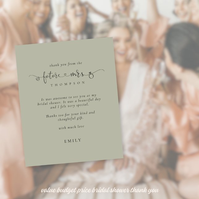 Lámina Futuro de presupuesto Sra. Bridal Shower Light Sag (budget price smaller 4.5 x 5.6" alternative)