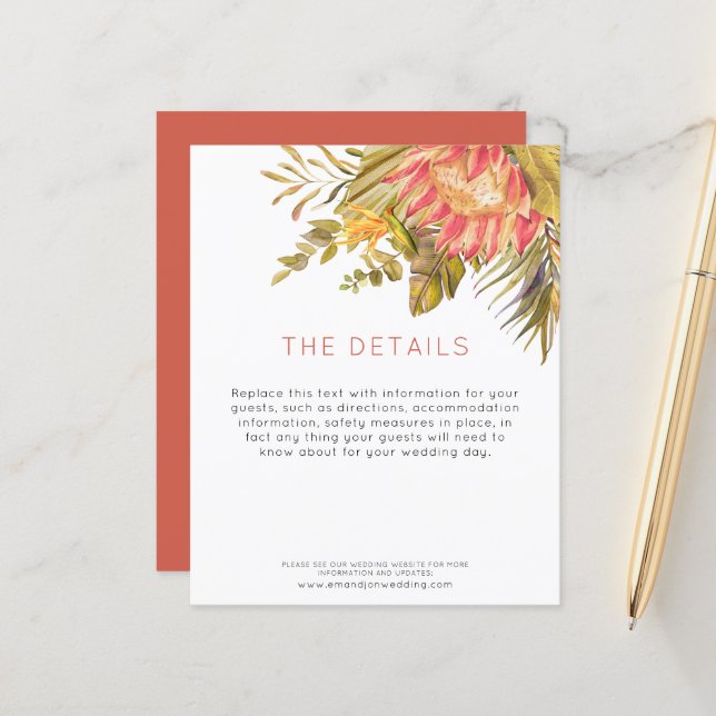 Lámina Gabinete de detalles de invitado de Boda tropical  (Anverso/Reverso In Situ)