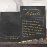 Lámina Gabinete de detalles de la elegante boda de oro ne<br><div class="desc">Una elegante y sofisticada invitación a bodas en negro y oro Pormenores para avisar a los invitados de la información adicional no cubierta en su invitación. Se trata de una delgada hoja de papel con una impresionante reproducción del color y facilita la incorporación al sobre de invitación cuando se incluyen...</div>