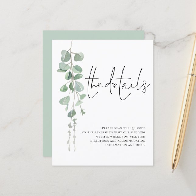 Lámina Gabinete de detalles del Boda de código QR de euca (Anverso/Reverso In Situ)