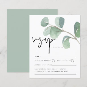 Lámina Gabinete RSVP de guión de boda de eucalipto de pre
