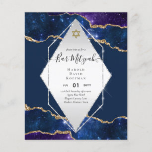 Lámina Galaxy Starry Night BAR MITZVAH Invitaciones Azul