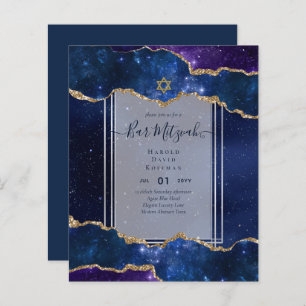 Lámina Galaxy Starry Night BAR MITZVAH Invitaciones Azul