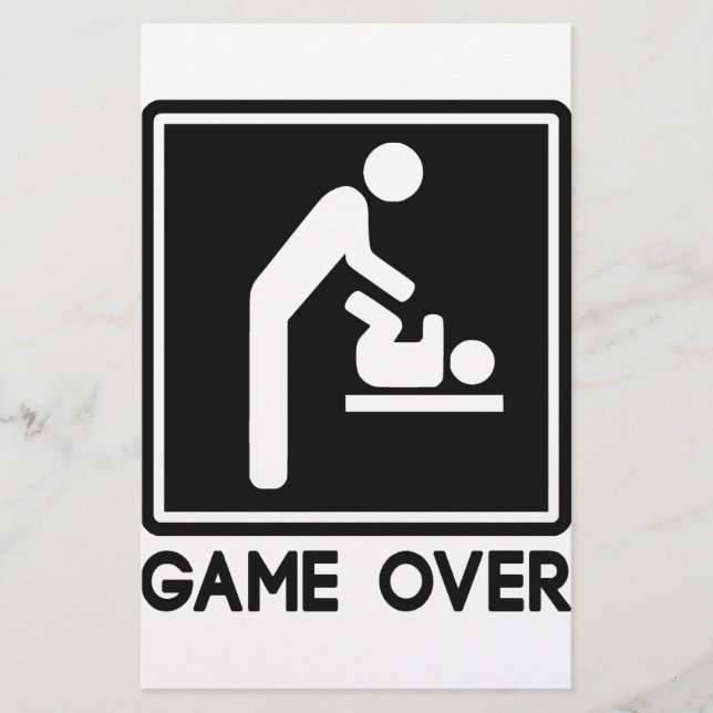 Lámina Game Over Nuevo Bebé para Padre Papá (Anverso)