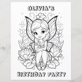 Lámina Garden fairy birthday party coloring activity 