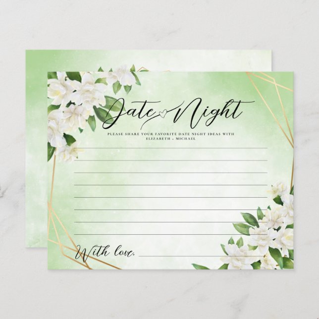 Lámina GARDEN FLORAL GREENERY Date Night Idea Card Juego (Anverso / Reverso)