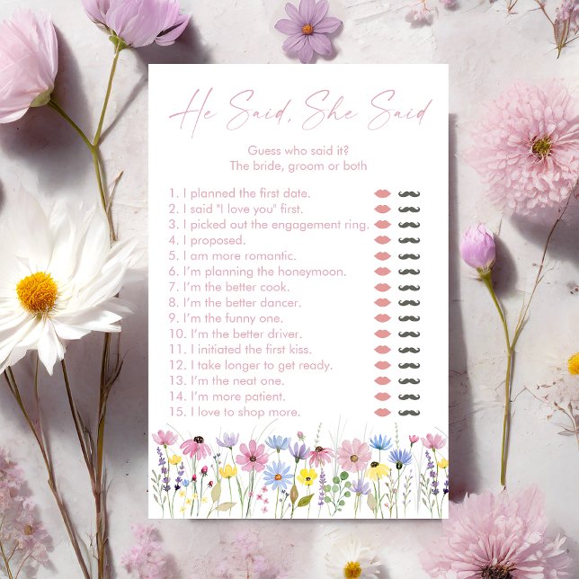 Lámina Garden Wildflowers He Said She Said Bridal Game (Subido por el creador)