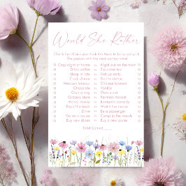 Lámina Garden Wildflowers Would She Rather Bridal Game