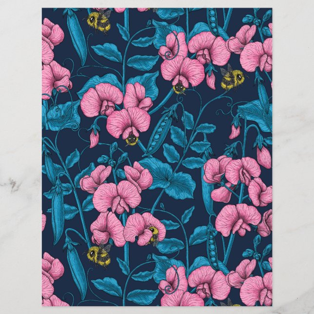 Lámina Garzas y abejorros dulces, rosa y azul (Anverso)