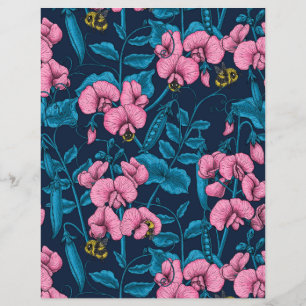 Lámina Garzas y abejorros dulces, rosa y azul