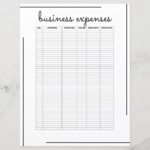 Lámina Gastos comerciales del logotipo de la escritura de