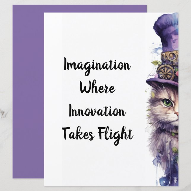 Lámina Gato 5 Gatito de vacaciones púrpura avanzado (Anverso / Reverso)