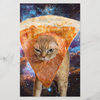 Lámina Gato de pizza en el espacio con pizza Slice