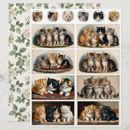 Lámina Gatos de estilo vintage Ephemera Cortes exigentes
