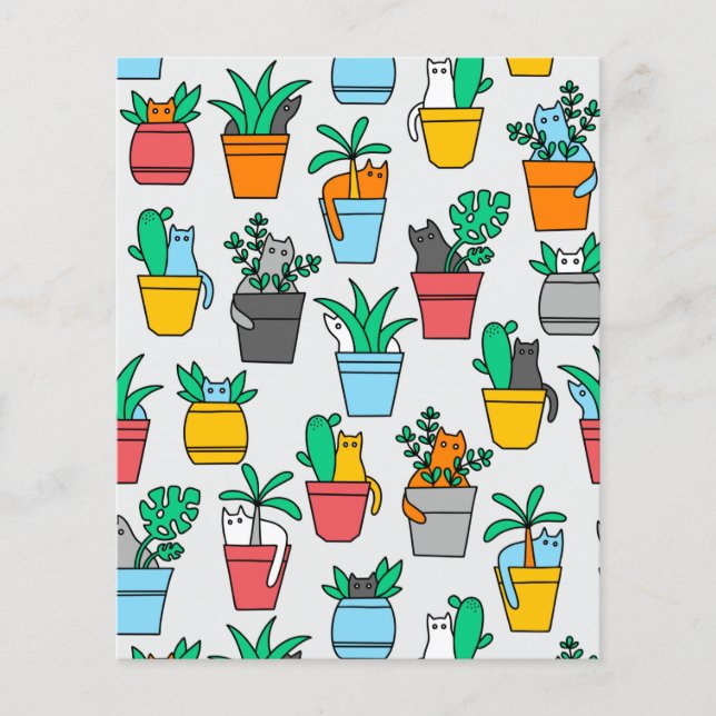 Lámina Gatos en macetas de flores (Anverso)