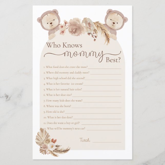 Lámina Gemelos Teddy Bear que conoce a mi mamá mejor jueg (Anverso)