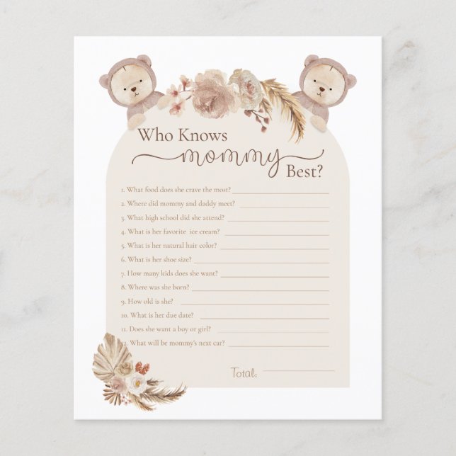 Lámina Gemelos Teddy Bear que conoce a mi mamá mejor jueg (Anverso)