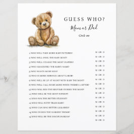 Lámina Gender Neutral Teddy Bear Baby Shower Game