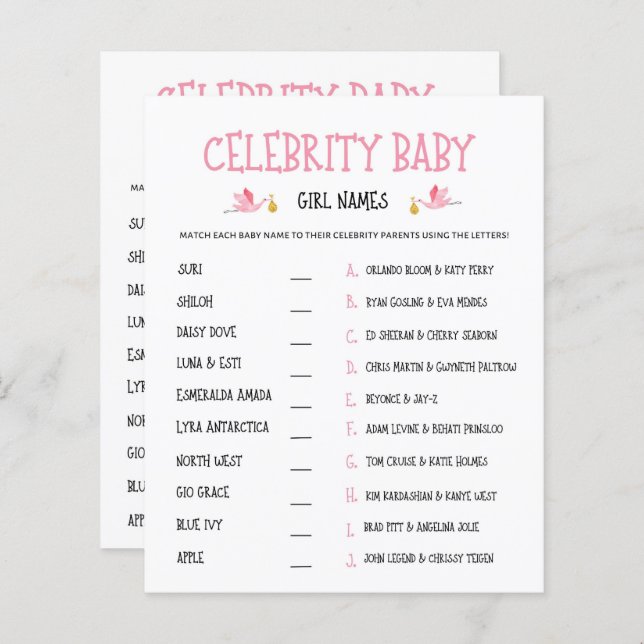 Lámina Género acuarela revela nombres de niñas de celebri (Anverso / Reverso)
