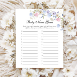 Lámina Género de Flor azul rosada Revelan juego de nombre