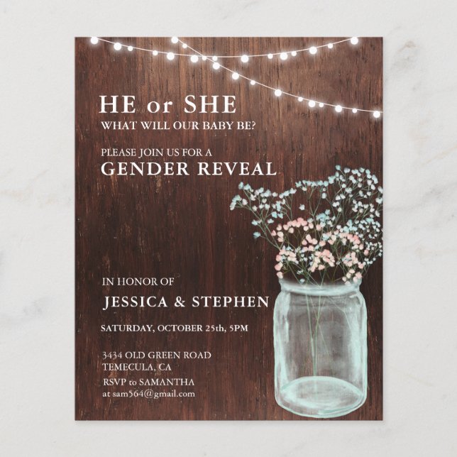 Lámina Género revelan madera de aliento de bebé azul rosa (Anverso)