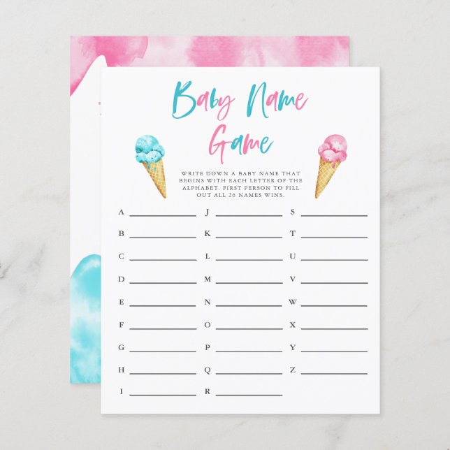 Lámina Género Revelar Crema de Hielo Nombrar Ducha Juego (Anverso / Reverso)