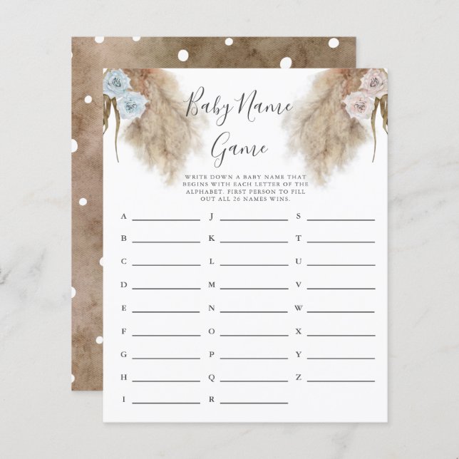 Lámina Género Revelar Pampas Grass Nombre Ducha juego (Anverso / Reverso)