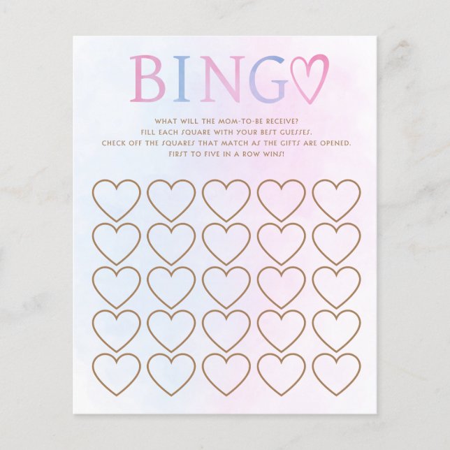 Lámina Género rosa y azul revelan juego de bingo de Baby  (Anverso)