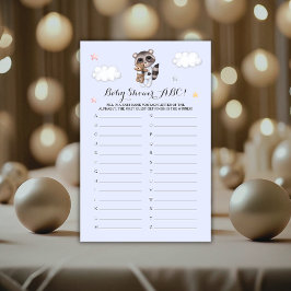 Lámina Gentle Boy Raccoon Baby Shower Game ABC