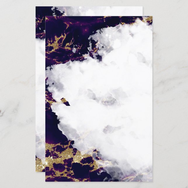 Lámina Geode Blank Stationery Amethyst Purple Watercolor  (Anverso / Reverso)