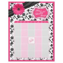 Gérber Rosa Daisy Floral Negro Bridal Shower Bingo