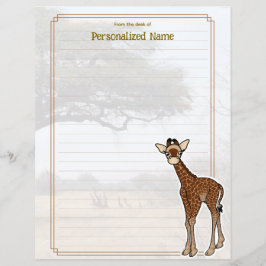 Lámina Gerry Giraffe Savanna Lined Paper Sheet