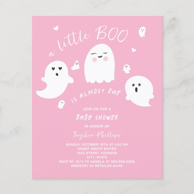Lámina Ghost Budget Pink Halloween Baby Shower (Anverso)