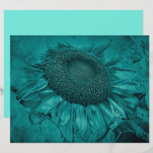 Lámina Giant Sunflower Verde azulado Azul Vintage Antiguo