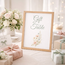 Lámina Gift Table Wildflower Bridal Shower Event Sign