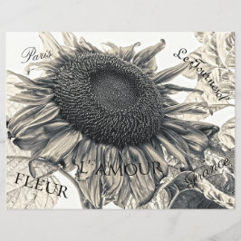 Lámina Gigante Sunflowers Vintage Sepia Decoupage Ephemer