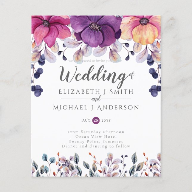 Lámina Ginger Wedding, Naranja rosa de Fuchsia, invita a  (Anverso)