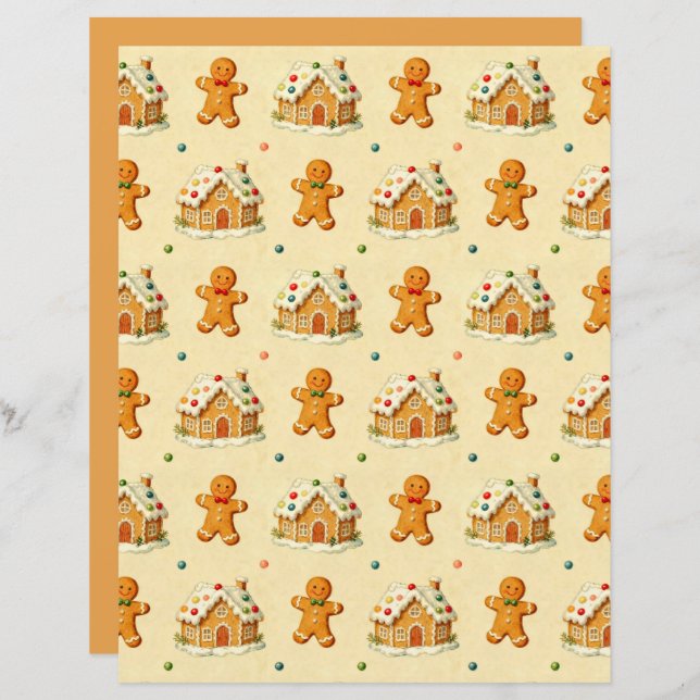 Lámina Gingerbread Men Scrapbook Paper (Anverso / Reverso)