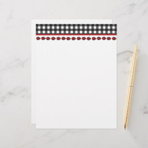 Lámina Gingham Ladybug Letterhead