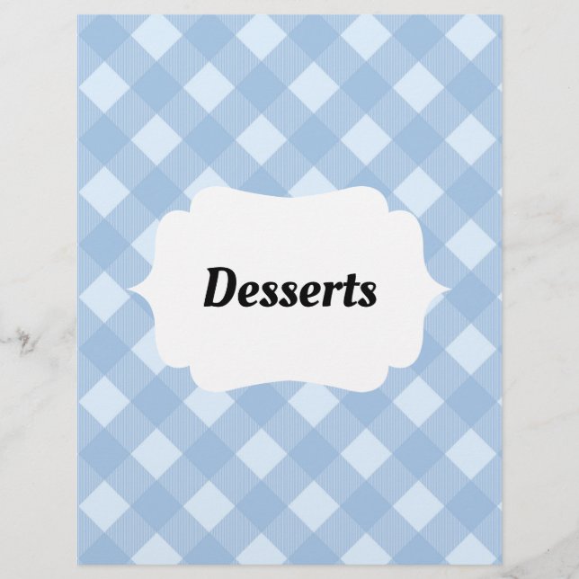 Lámina Gingham Recipe Binder Tab Inserta divisor (Anverso)