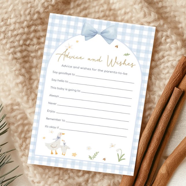 Lámina Gingham Silly Goose Shower Advice and Wishes Game (silly Goose Baby Shower Game)