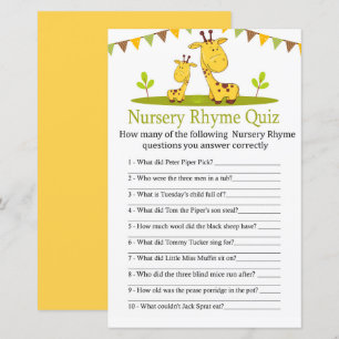 Lámina Girafa cutánea Nursery Rhyme Prueba de bebé juego