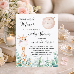Lámina Girafa de la luna de Baby Shower linda invitación