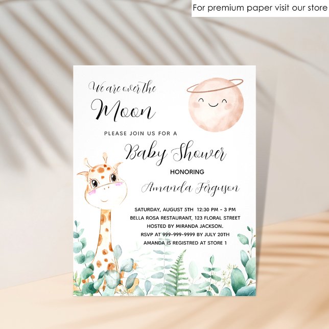 Lámina Girafa de la luna de Baby Shower linda invitación (Subido por el creador)