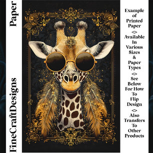 Lámina Giraffe, Art Nouveau, papel de carátula de oro CM4