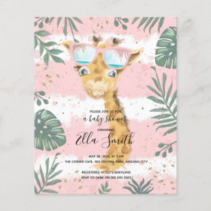 Lámina Giraffe chica pinky baby ducha invitación